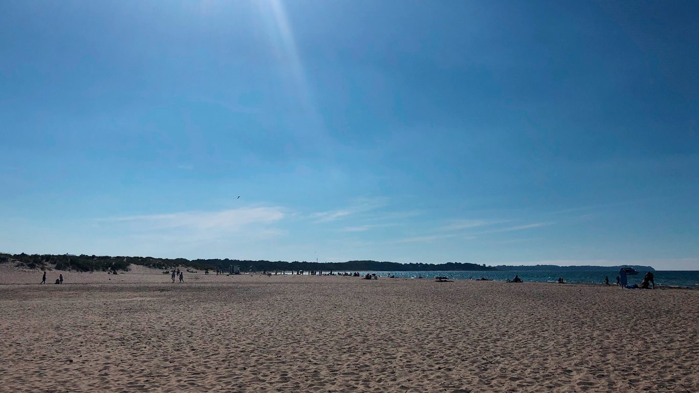 Stranden ved Hornbæk i Nordsjælland.